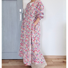 画像をギャラリービューアに読み込む, ブロックプリントのカシュクールワンピース インド綿 一点モノ|かっぽう着屋(カッポウギヤ)|かっぽう着屋(カッポウギヤ)