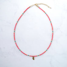 画像をギャラリービューアに読み込む, 【2点セット】ビーズフリンジピアスとピューターチャームネックレス カーマインレッド (イヤリング変更可)ギフトボックス|Ahki Beadwork(アーキービーズワーク)