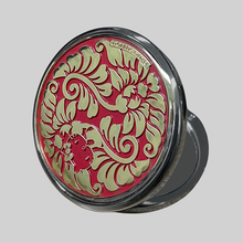 画像をギャラリービューアに読み込む, コンパクトミラー・はろうきてい・丸花フラット・赤 (シルバー・バージョン)|Cuprum by ISHIWATA(クプラム バイ イシワタ)