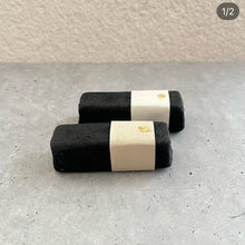 画像をギャラリービューアに読み込む, 炭団オブジェ / □+白帯+ベージュ帯|櫂の炭(カイノスミ)