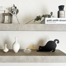 画像をギャラリービューアに読み込む, 猫雑貨・木製プレート&コースター【ねこまみれロング のびる・黒】|Ten&O