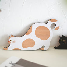 画像をギャラリービューアに読み込む, 猫雑貨・木製プレート&コースター【ねこまみれロング のびる・白】|Ten&O