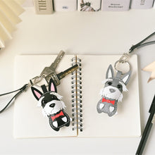 画像をギャラリービューアに読み込む, ハンドメイドレザー製キーホルダーチャーム WANCO・シュナウザーBLACK|WOODPEPE(ウードペペ)