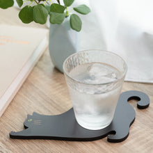 画像をギャラリービューアに読み込む, 猫雑貨・木製プレート&コースター【ねこまみれロング のびる・黒】|Ten&O