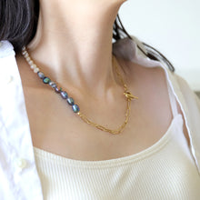 画像をギャラリービューアに読み込む, ブレスレットにもなる!サージカルステンレスチェーンと2style淡水パールのハーフネックレス|FT2 works(エフティーツーワークス)