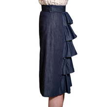 画像をギャラリービューアに読み込む, バッスルティアード デニムスカート|actrhea(アクトレイア)
