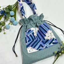 画像をギャラリービューアに読み込む, パッチワーク巾着バッグ(青)|Nikomatch(ニコマッチ)