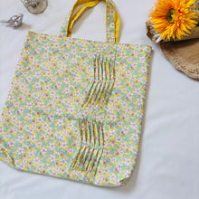 画像をギャラリービューアに読み込む, ウェーブタックトートバッグ(黄・花)|Nikomatch(ニコマッチ)