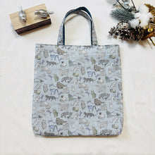 画像をギャラリービューアに読み込む, ウェーブタックトートバッグ(ブルーグレー・猫)|Nikomatch(ニコマッチ)