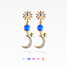 画像をギャラリービューアに読み込む, 色が変わる宝石イヤリング アジサイ石「moon&star」 ラウンド6mm|atelier ShowKer(アトリエショーカー)