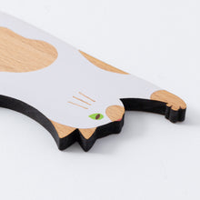 画像をギャラリービューアに読み込む, 猫雑貨・木製プレート&コースター【ねこまみれロング のびる・白】|Ten&O