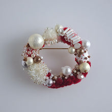 画像をギャラリービューアに読み込む, コロニーリースブローチ//ワインレッド|hanmmmo(ハンモ)
