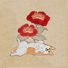 画像をギャラリービューアに読み込む, 牡丹とへそ柴キャンバスアート|yoshie moriuchi ARTWORKS(ヨシエモリウチアートワークス)