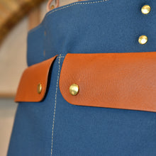 画像をギャラリービューアに読み込む, MUDITA HILL|岡喜近江牛レザーと高島帆布で作った 2フラップトート 【びわ湖ブルー×ブライトキャメル】|Cogocoro(コゴコロ)