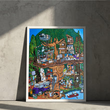 画像をギャラリービューアに読み込む, 柴犬と猫たちの秘密基地がポスターに|yoshie moriuchi ARTWORKS(ヨシエモリウチアートワークス)