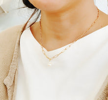 画像をギャラリービューアに読み込む, 「月の雫珠」国産あこや真珠バロックパール*サージカルステンレス・ネックレス「スクエアチェーン」|ツバメ舎(ツバメシャ)