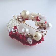 画像をギャラリービューアに読み込む, コロニーリースブローチ//ワインレッド|hanmmmo(ハンモ)