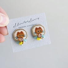 画像をギャラリービューアに読み込む, ねこイヤリング 茶ねこ|slowly&starry(スローリーアンドスターリー)