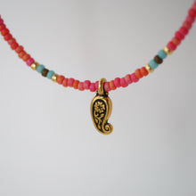 画像をギャラリービューアに読み込む, 【2点セット】ビーズフリンジピアスとピューターチャームネックレス カーマインレッド (イヤリング変更可)ギフトボックス|Ahki Beadwork(アーキービーズワーク)