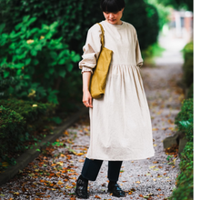 画像をギャラリービューアに読み込む, 【即納】コットンリネン 生成り キナリ 割烹着ワンピース|かっぽう着屋(カッポウギヤ)