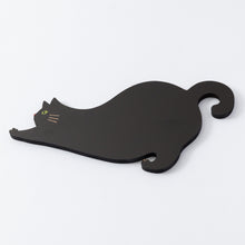 画像をギャラリービューアに読み込む, 猫雑貨・木製プレート&コースター【ねこまみれロング のびる・黒】|Ten&O