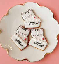 画像をギャラリービューアに読み込む, ねこちゃんバースデークッキープレート|アイシングクッキーsonmuru(アイシングクッキー ソンムル)