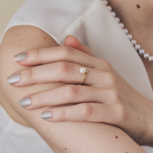 画像をギャラリービューアに読み込む, K18 Adjustable Ring with Akoya Pearl and Diamond_アコヤ真珠/ダイヤフリーサイズリング|Fujikoshi Jewelry(フジコシジュエリー)