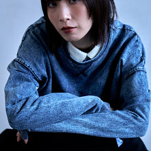 画像をギャラリービューアに読み込む, デニムルック プルオーバー スウェットシャツ|Nora Lily(ノラリリー)