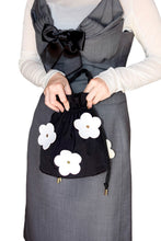 画像をギャラリービューアに読み込む, bucket drawstring bag<Leather flower motif-black->|Cherry on top(チェリーオントップ)