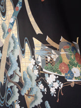 画像をギャラリービューアに読み込む, 金彩加工 糸目刺繍 黒留袖から 七分袖 ロング ドレス 熨斗柄 鶴 11号~13号 M~L 裏地付き|着物リメイクあんえんkyoto(キモノリメイクアンエンキョウト)