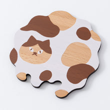 画像をギャラリービューアに読み込む, 猫雑貨・木製プレート&コースター【ねこまみれ メルティ白】|Ten&O Art+Craft(テンアンドオー アートクラフト)
