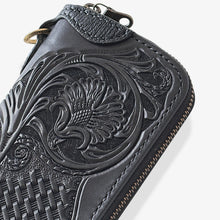 画像をギャラリービューアに読み込む, ラウンドファスナーミドルウォレット Type-3R 黒浸 / 三花バスケットウィーブ|Samurai Craft(サムライクラフト)