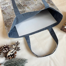 画像をギャラリービューアに読み込む, ウェーブタックトートバッグ(ブルーグレー・猫)|Nikomatch(ニコマッチ)