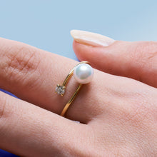 画像をギャラリービューアに読み込む, K18 Adjustable Ring with Akoya Pearl and Diamond_アコヤ真珠/ダイヤフリーサイズリング|Fujikoshi Jewelry(フジコシジュエリー)