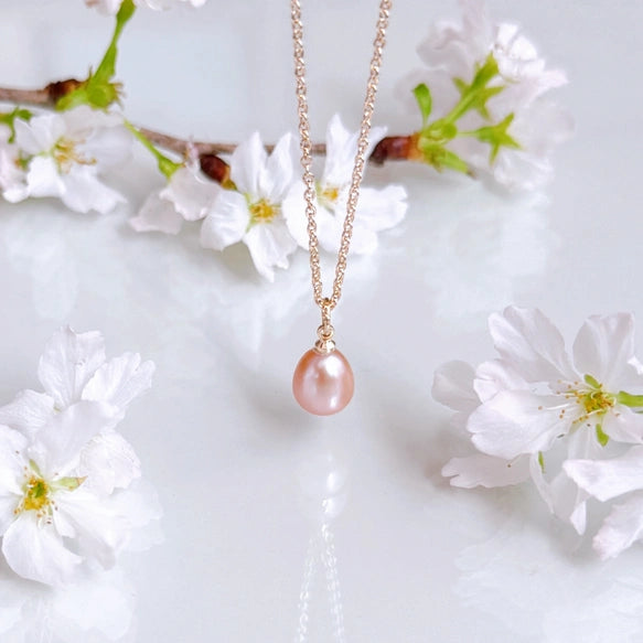 天然色ピンクしずく淡水パールネックレス｜SAKURA jewelry（サクラ 