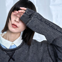 画像をギャラリービューアに読み込む, デニムルック プルオーバー スウェットシャツ|Nora Lily(ノラリリー)