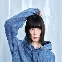 画像をギャラリービューアに読み込む, デニムルック プルオーバー スウェットフーディー|Nora Lily(ノラリリー)