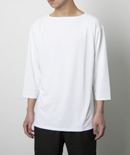 画像をギャラリービューアに読み込む, ボートネックシャツ七部袖 ホワイト/BOAT NECK SHIRT WHITE|MASCOS(マスコス)