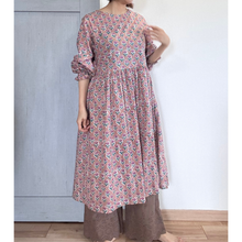 画像をギャラリービューアに読み込む, ブロックプリントの割烹着ワンピース インド綿 1点モノ|かっぽう着屋(カッポウギヤ)|かっぽう着屋(カッポウギヤ)