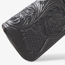 画像をギャラリービューアに読み込む, ラウンドファスナーミドルウォレット Type-3R 黒浸 / 三花バスケットウィーブ|Samurai Craft(サムライクラフト)
