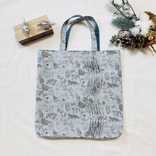 画像をギャラリービューアに読み込む, ウェーブタックトートバッグ(ブルーグレー・猫)|Nikomatch(ニコマッチ)