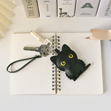 画像をギャラリービューアに読み込む, ハンドメイドレザー製キーホルダーチャーム NECO・クロネコ|WOODPEPE(ウードペペ)