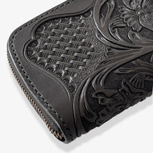 画像をギャラリービューアに読み込む, ラウンドファスナーミドルウォレット Type-3R 黒浸 / 三花バスケットウィーブ|Samurai Craft(サムライクラフト)