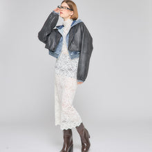 画像をギャラリービューアに読み込む, フェイクレザー テーラード コンビネーション ブルゾン|Nora Lily elle(ノラリリーエル)