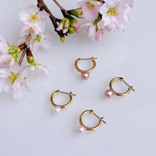 画像をギャラリービューアに読み込む, 天然色 ピンク ホワイト フープピアス|SAKURA jewelry(サクラジュエリー)