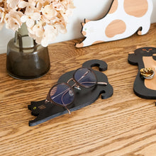 画像をギャラリービューアに読み込む, 猫雑貨・木製プレート&コースター【ねこまみれロング のびる・黒】|Ten&O