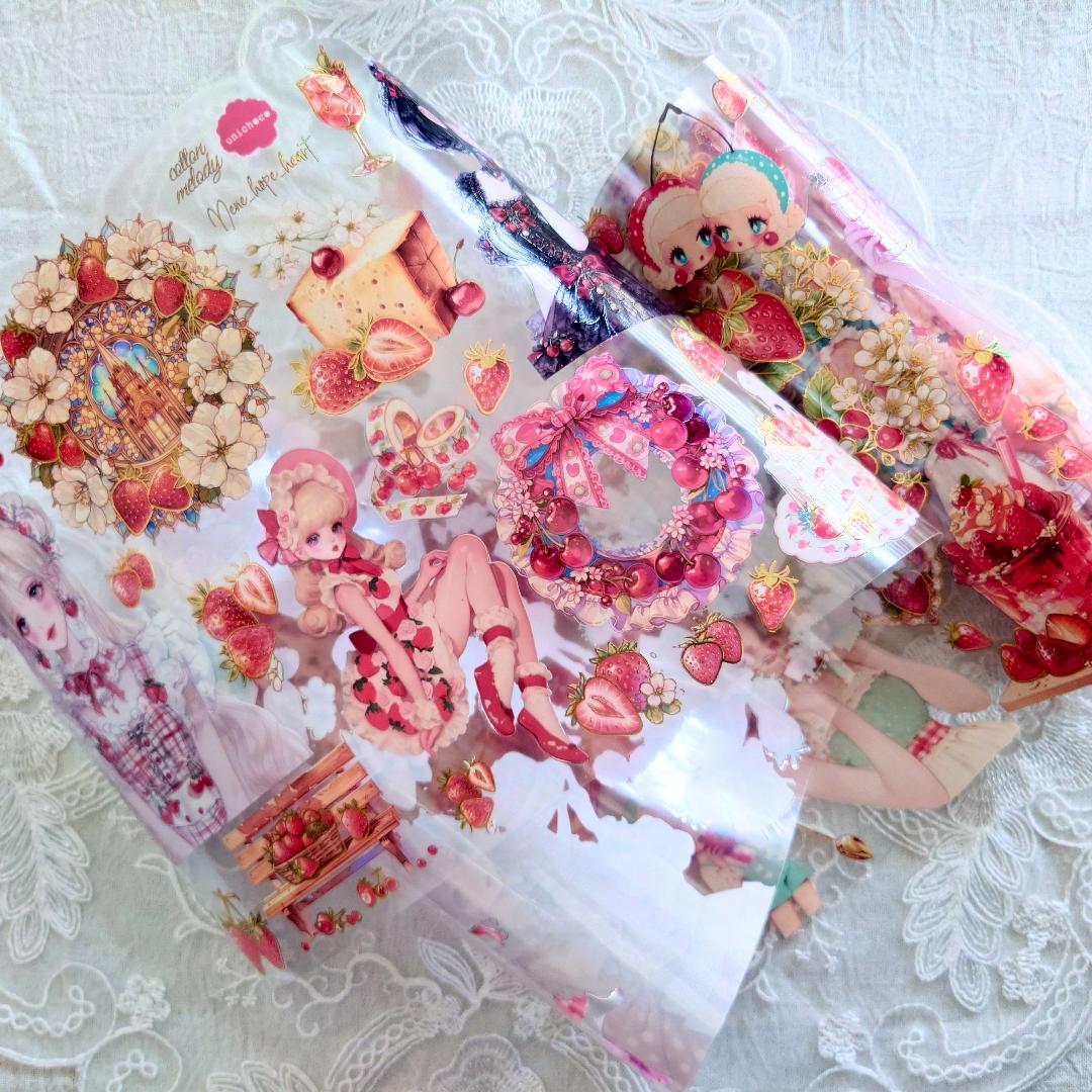 国内作家 nene様 Strawberry Jewel PETテープ Strawberry Jewelクリスタルインク立体箔押しPETテープ20cm幅