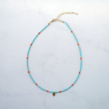 画像をギャラリービューアに読み込む, 【2点セット】ビーズフリンジピアスとアメリカ製チャームネックレス ライトブルー (イヤリング変更可)ギフトボックス|Ahki Beadwork(アーキービーズワーク)