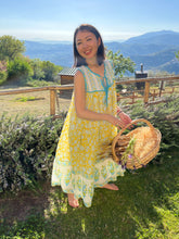 画像をギャラリービューアに読み込む, 上質インドコットン ノースリーブマキシドレス カプリブルー×レモンドロップイエロー|MANGALA ARATI(マンガラ アーラティー)