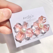 画像をギャラリービューアに読み込む, 水彩FlowerArtピンクピアス/イヤリング|mi-style(ミースタイル)